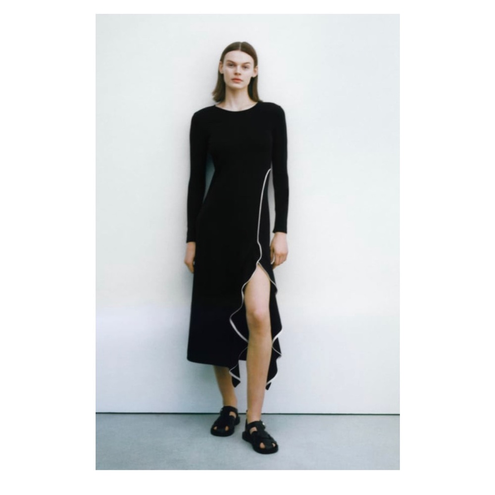 Zara RUFFLED MIDI DRESS- size M- new
